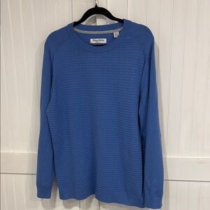 Tommy Bahama Island zone ribbed, blue, Long Sleeve top size L. Cotton/cool max